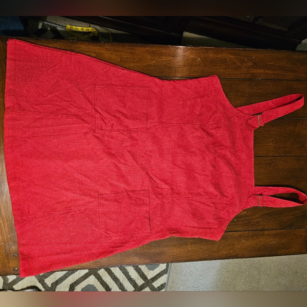 Cute little red jumper dress. Fine corduroy. Good condition. Zipper closure.